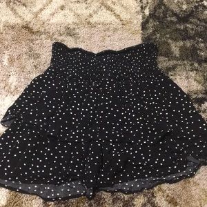 Black white polkadotted skirt